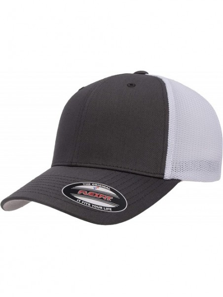 Baseball Caps Trucker Mesh Fitted Cap - Charcoal/White - CJ193KIACNS $13.89