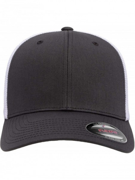 Baseball Caps Trucker Mesh Fitted Cap - Charcoal/White - CJ193KIACNS $13.89