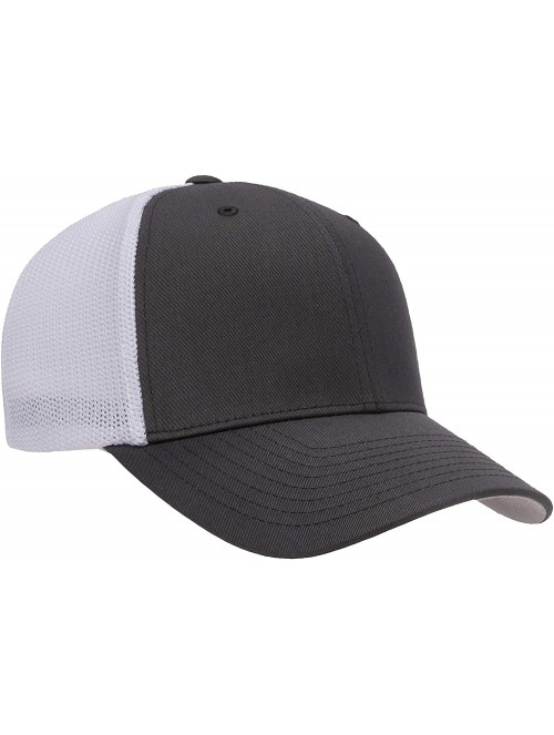 Baseball Caps Trucker Mesh Fitted Cap - Charcoal/White - CJ193KIACNS $13.89