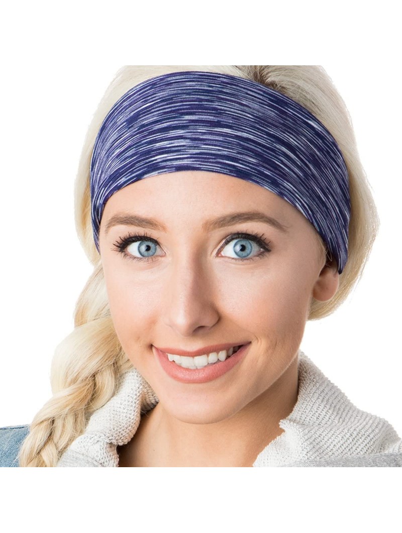 Headbands Xflex Space Dye Adjustable & Stretchy Wide Headbands for Women - Heavyweight Space Dye Navy - C017XWN9AZA $14.28