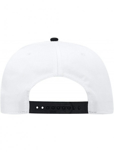 Baseball Caps SNAP Cotton Twill Round Flat Visor 6 Panel Pro Style Snapback Hat - Blk/Wht/Wht - CX12FN5VXFJ $13.16