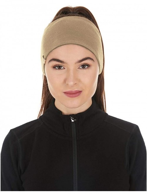 Cold Weather Headbands Reversible Headband - Desert Sand-Black - CV12O9R2V3L $16.76