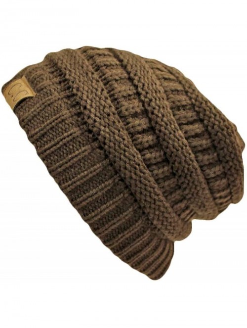 Skullies & Beanies Thick Knit Soft Stretch Beanie Cap - Brown - C611PKPW9QF $13.50