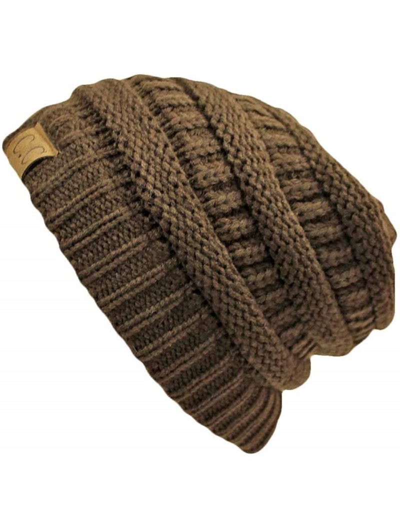 Skullies & Beanies Thick Knit Soft Stretch Beanie Cap - Brown - C611PKPW9QF $13.50