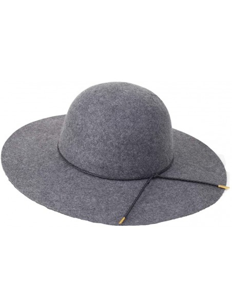 Fedoras Women's 100% Wool Fedoras Ribbon Band Floppy Hat Cap - Gray - CT18AKM4X7S $16.09