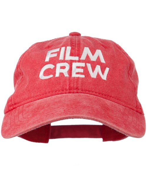Baseball Caps Film Crew Embroidered Washed Cap - Red - CB18WMOWIKN $29.36