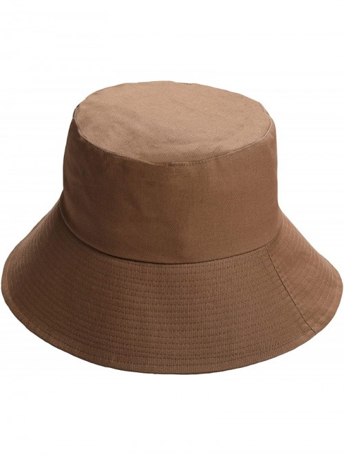 Sun Hats Bucket Sun Hat Women Floppy Cotton Hats Wide Brim Summer Beach Fisherman's Caps - Khaki - C619522ENHM $9.82