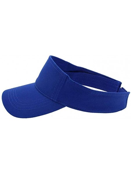 Visors Women Wide Brim Visor Hat UV Sunblock Sun Protection Beach Sports Tennis Golf Hats - Royal Blue - CD18R543Q02 $10.85