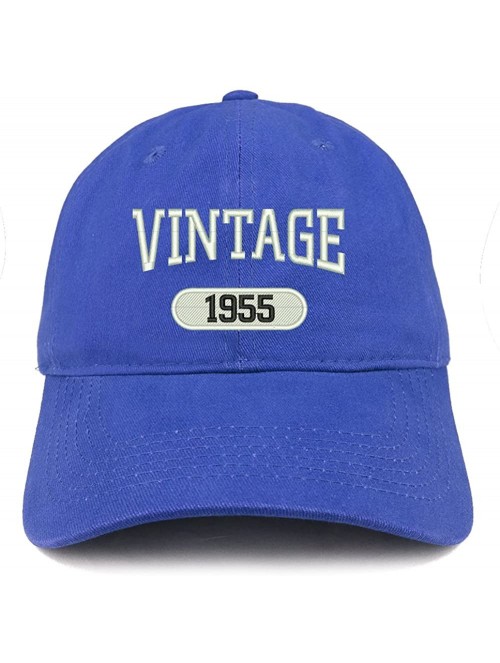 Baseball Caps Vintage 1955 Embroidered 65th Birthday Relaxed Fitting Cotton Cap - Royal - CH180ZHNZLT $23.13
