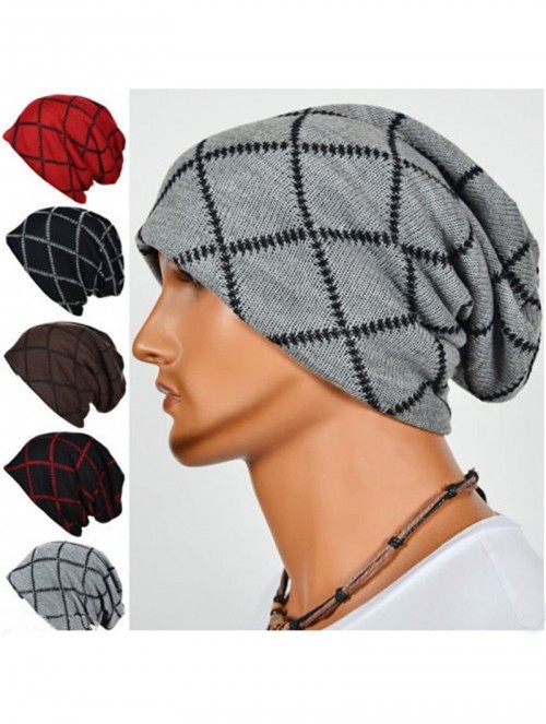 Skullies & Beanies Mens Women's Outdoor Warm Knit Skiing Slouchy Baggy Skull Beanie Hat Cap - Navy - C4128OYGRM5 $9.80