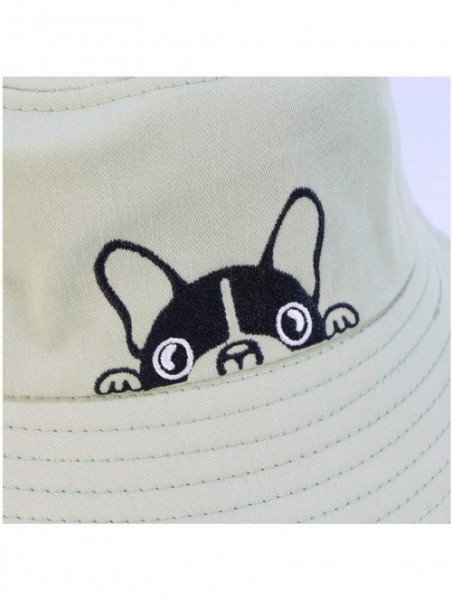 Bucket Hats Bulldog Embroidery Hat Bucket Hat Fisherman Hat Summer Cap Beach Hat Summer Hat - Pink - C018WK635E8 $28.20