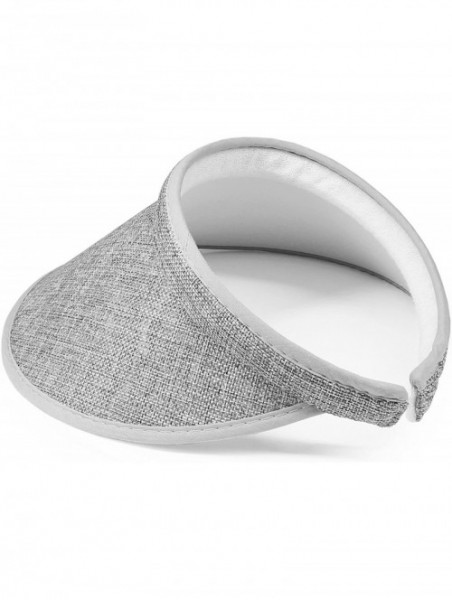 Sun Hats Women's Summer Sun UV Protection Visor Wide Brim Clip on Beach Pool Golf Cap Hat-Polyester - Gray - C7189X2ACAS $14.19