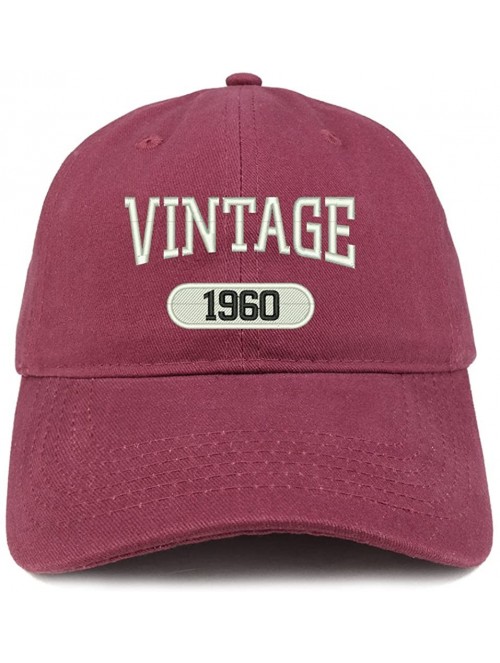 Baseball Caps Vintage 1960 Embroidered 60th Birthday Relaxed Fitting Cotton Cap - Maroon - CH180ZHSK79 $22.41