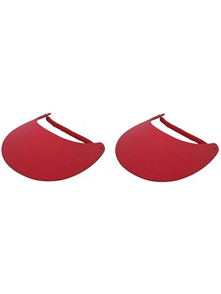 Visors 2 Pack Lightweight Foam Sun Visor String Coil Tennis Visor - Red-red - C218L0K0C2T $15.45