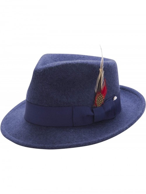 Fedoras Bogart Men's Felt Hat - Navy - CJ11H4GZP69 $40.60