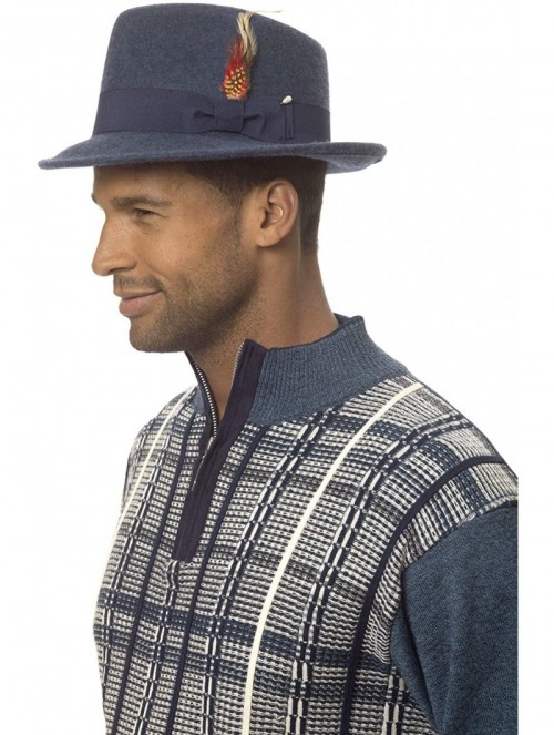 Fedoras Bogart Men's Felt Hat - Navy - CJ11H4GZP69 $40.60