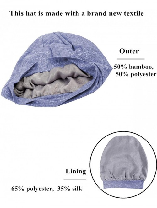 Skullies & Beanies Satin Silk Lined Sleep Cap Beanie Slap Hat - Gifts for Women - Navy Blue - CG18KH854TR $15.32