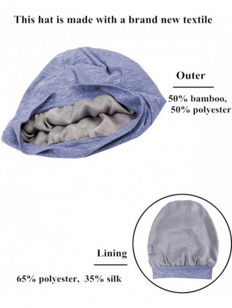 Skullies & Beanies Satin Silk Lined Sleep Cap Beanie Slap Hat - Gifts for Women - Navy Blue - CG18KH854TR $15.32