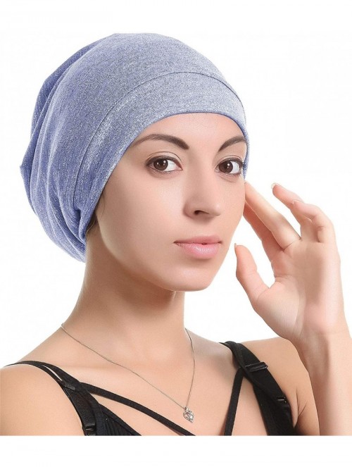 Skullies & Beanies Satin Silk Lined Sleep Cap Beanie Slap Hat - Gifts for Women - Navy Blue - CG18KH854TR $15.32