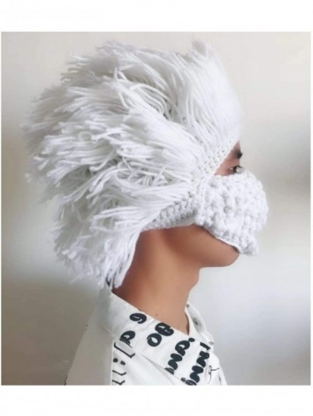 Skullies & Beanies Skullies Beanies Handmade Knitted Mustache - White - CG18LMXMRS8 $22.30