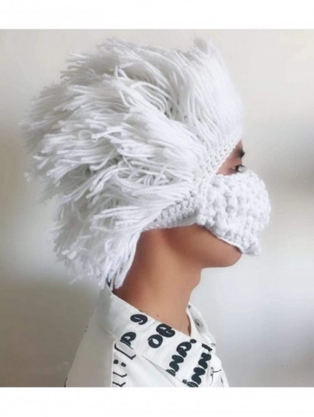 Skullies & Beanies Skullies Beanies Handmade Knitted Mustache - White - CG18LMXMRS8 $22.30