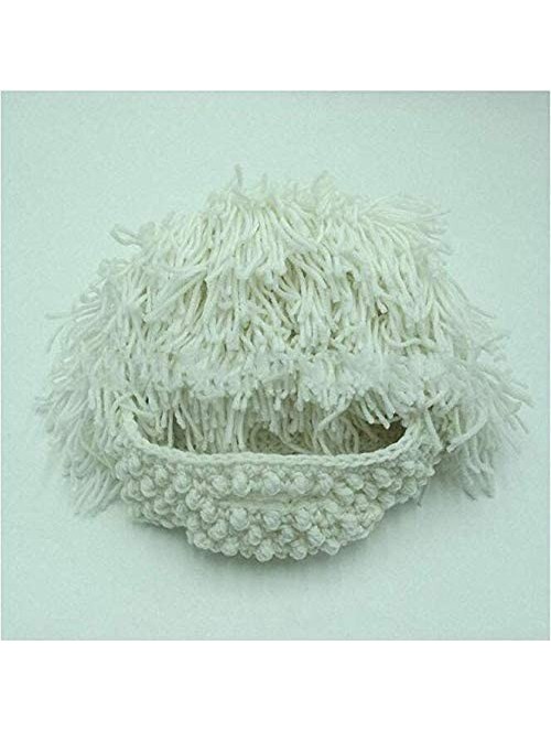 Skullies & Beanies Skullies Beanies Handmade Knitted Mustache - White - CG18LMXMRS8 $22.30