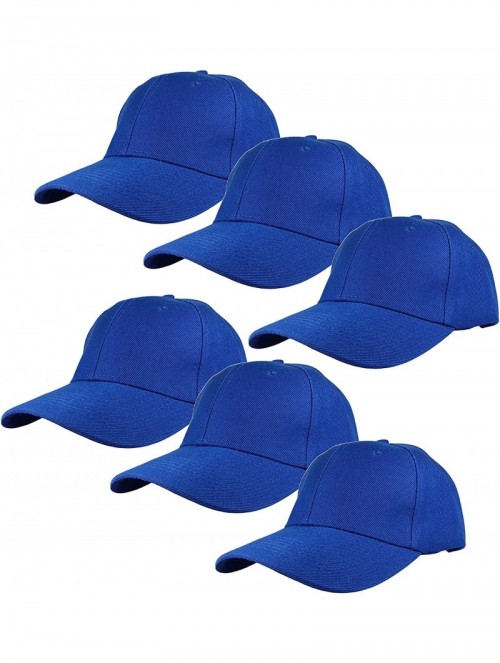 Baseball Caps Plain Blank Baseball Caps Adjustable Back Strap Wholesale Lot 6 Pack - Royal Blue - CY180Z9UC37 $17.64