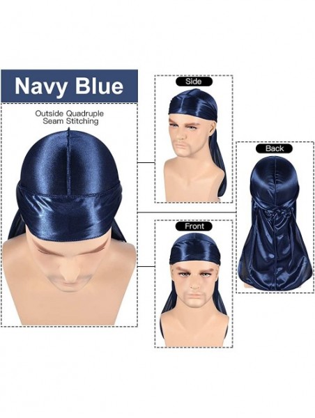 Skullies & Beanies 3PCS Silky Durags Pack for Men Waves- Satin Doo Rag- Award 1 Wave Cap - A-style L - CV196I92DE2 $27.13