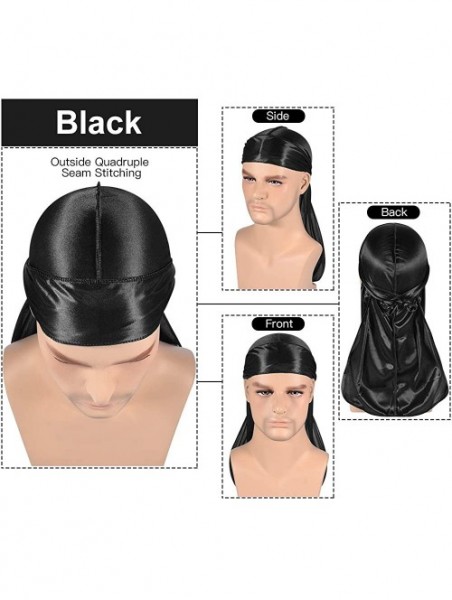 Skullies & Beanies 3PCS Silky Durags Pack for Men Waves- Satin Doo Rag- Award 1 Wave Cap - A-style L - CV196I92DE2 $27.13