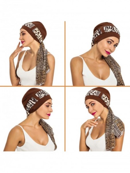 Skullies & Beanies Bamboo Cotton Lined Cancer Headwear for Women Chemo Hat with Scarfs of - Coffee - CL18X3Y7YT7 $18.18