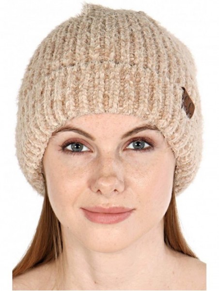 Skullies & Beanies Hand Knit Beanie Cap for Women- Soft Handmade Handknit Thick Cable Hat - Taupe 25 - C018QNO2ETS $18.26