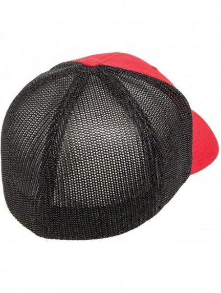 Baseball Caps Flexfit Trucker Hat for Men and Women - Breathable Mesh- Stretch Flex Fit Ballcap w/Hat Liner - Red/Black - CA1...