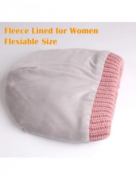 Skullies & Beanies Winter Slouchy Beanie Hats Women Fleece Lined Warm Ski Knitted Pom Pom Hat - Hot Pink - CB18UTKQH3Z $14.45