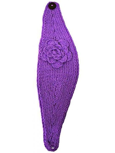 Cold Weather Headbands Knit Handmade Headband With Flower - Lilac - CJ115VREJSN $15.18