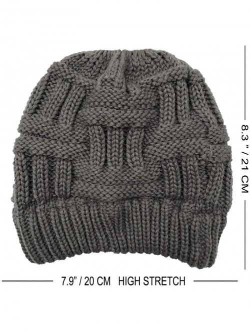 Skullies & Beanies Womens Beanie Stretch Cable Knit Messy Bun Ponytail Beanies Hats - Grey - CX1930CMWGQ $11.82