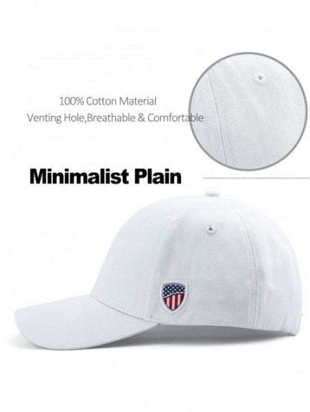 Baseball Caps Baseball Cap Men Women Dad Hat Adjustable Youth Boys Ladies-Plain Low Profile Polo Golf Tennis Sports Hat - Whi...