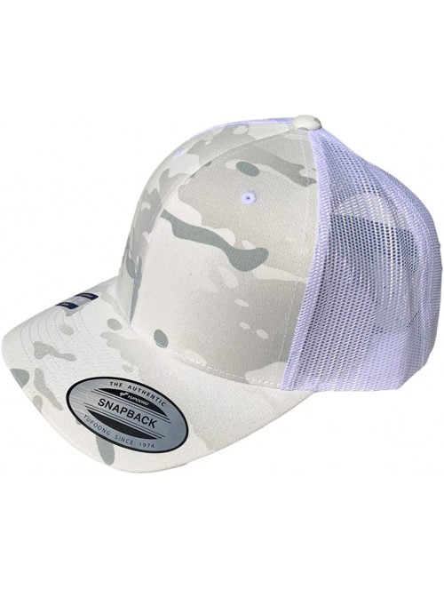 Baseball Caps Yupoong 6606 Curved Bill Trucker Mesh Snapback Hat with NoSweat Hat Liner - Multicam Alpine/White - CZ18XTTI48X...