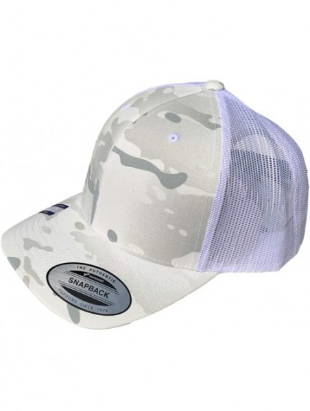 Baseball Caps Yupoong 6606 Curved Bill Trucker Mesh Snapback Hat with NoSweat Hat Liner - Multicam Alpine/White - CZ18XTTI48X...