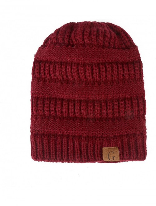 Skullies & Beanies Mens Womens Winter Cable Knit Slouchy Beanie Skully Cap Hat - Wine - C11875MW03Z $13.04