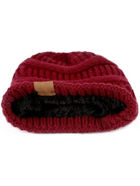 Skullies & Beanies Mens Womens Winter Cable Knit Slouchy Beanie Skully Cap Hat - Wine - C11875MW03Z $13.04