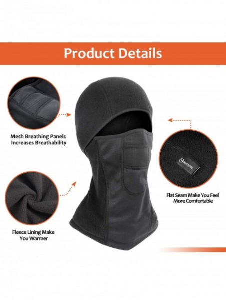 Balaclavas Balaclava Windproof Ski Mask Fleece Hood Neck Gaiter Winter Sports - Fleece Black - C418X7W289M $13.41