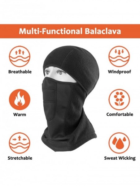 Balaclavas Balaclava Windproof Ski Mask Fleece Hood Neck Gaiter Winter Sports - Fleece Black - C418X7W289M $13.41