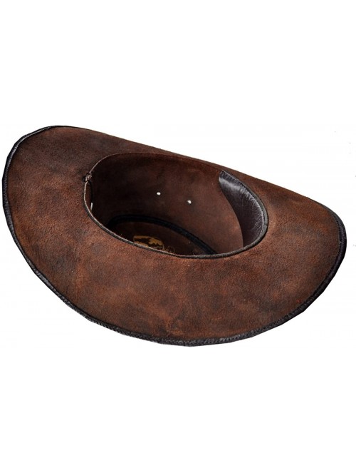 Cowboy Hats Western Style Handmade Leather Hat Brown Large - CU12O58K8C9 $55.76