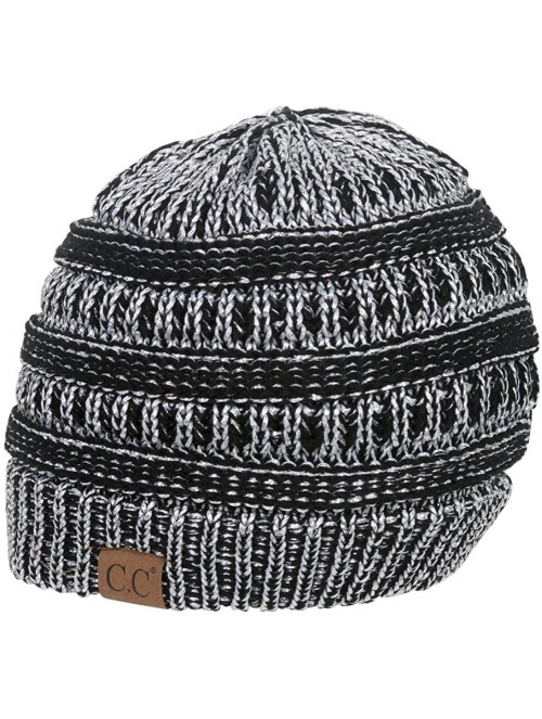 Skullies & Beanies Women's Thick Soft Knit Beanie Cap Hat - Black/Metallic Silver - CI187EUS94R $12.65