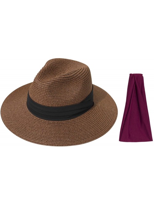 Sun Hats Women Straw Panama Hat Felt Fedora Beach Sun Hat Vintage Headband Wide Brim Straw Roll up Hat UPF 30+ - C41947CAYO4 ...