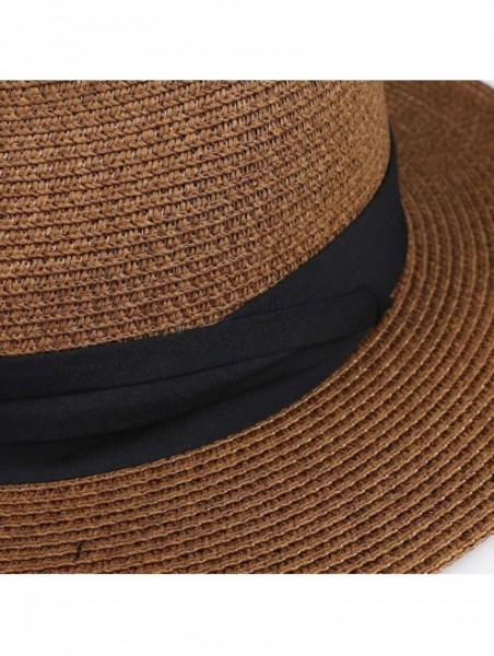 Sun Hats Women Straw Panama Hat Felt Fedora Beach Sun Hat Vintage Headband Wide Brim Straw Roll up Hat UPF 30+ - C41947CAYO4 ...