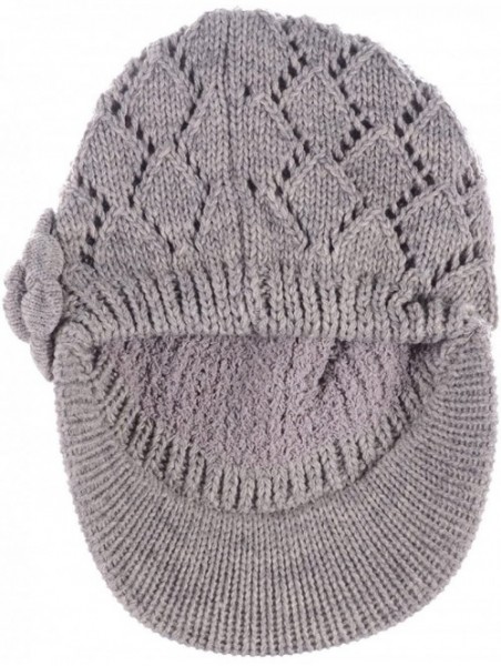 Newsboy Caps Womens Winter Chic Cable Warm Fleece Lined Crochet Knit Hat W/Visor Newsboy Cabbie Cap - C21860339N3 $16.79