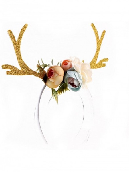 Headbands Reindeer Antler Headband Christmas Flowers Headband Khaki - CN187QZ822H $9.73