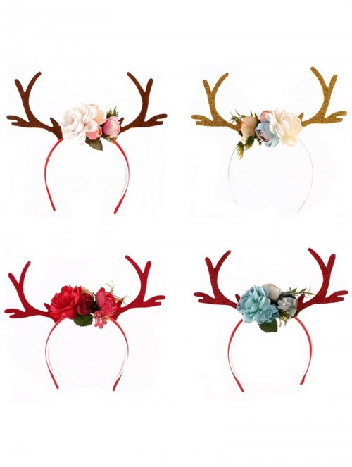 Headbands Reindeer Antler Headband Christmas Flowers Headband Khaki - CN187QZ822H $9.73