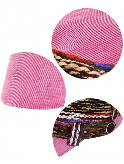 Sun Hats Women's Cap - Colorful Thread Corduroy Cadet Cap - Pink - CJ11LDZX3ZH $33.67